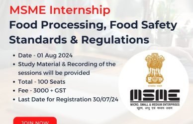 MSME INTERNSHIP FOOD TECHNOLOGY INTERNSHIP FOOD PROCESSING INTERNSHIP FOOD SAFETY INTERNSHIP